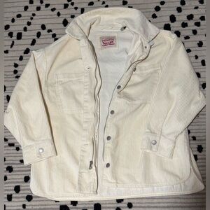 Levi’s Cream Corduroy Jacket Women’s XL Zip Snap Front Oversized Shacket